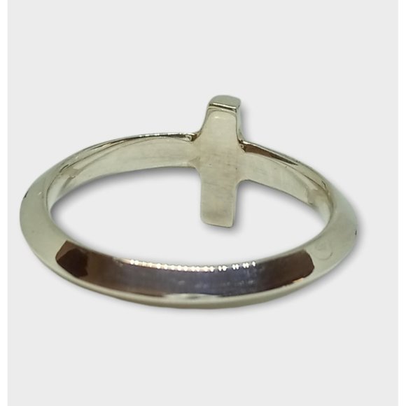 Sterling Silver Sideways Knife-Edge Cross Ring - Picture 5 of 5